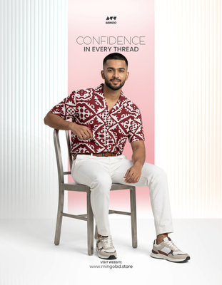 Maroon Printed- Dropshoulder Boxy Fit Cuban Shirt