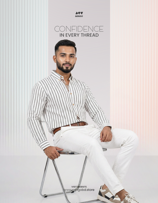 White (Black Stripe)- Linen Old Money Full Sleeve Shirt_img_0