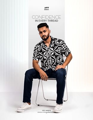 Black Printed - Dropshoulder Boxy Fit Cuban Shirt