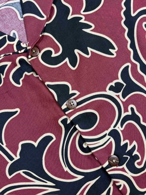 Maroon Printed(Linen) - Cuban Half Sleeve Shirt_img_2