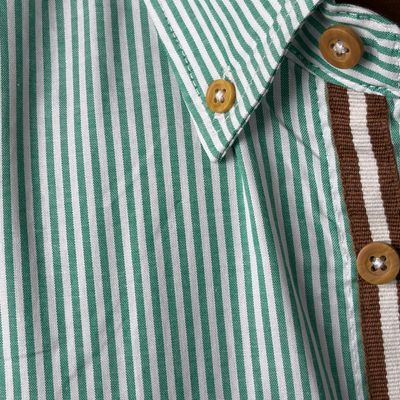 Green(White Stripe) - Old Money Full Sleeve Shirt_img_1
