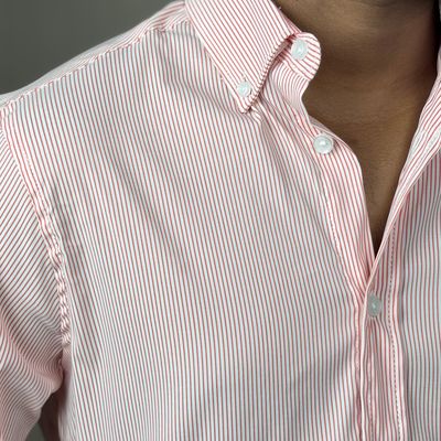 White (Red Stripe) - Strechable Old Money Full Sleeve Shirt_img_1