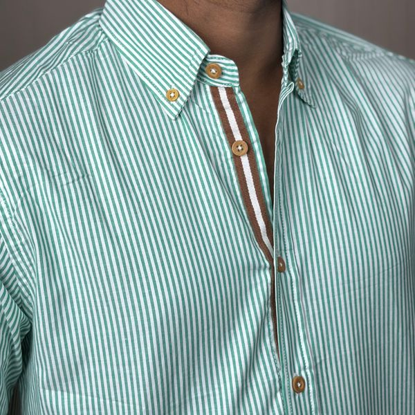Green(White Stripe) - Old Money Full Sleeve Shirt