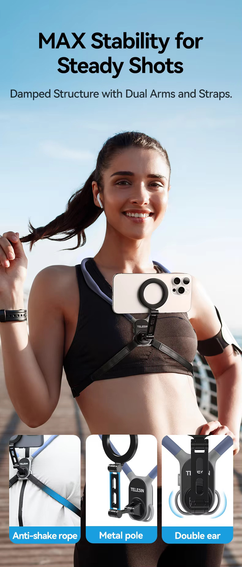 (Premium)TELESIN MAX Magnetic Neck Mount MNM-002 (Longer Neckband,Metal lock system,Extra straps,Anti lost rope)_img_5