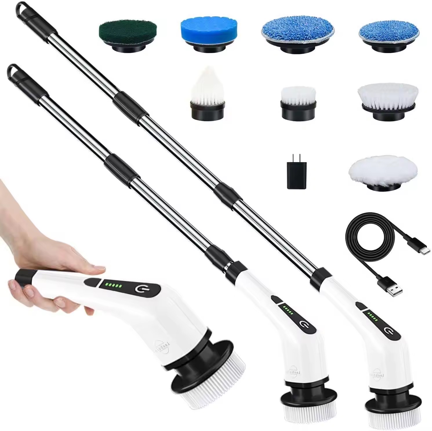 ZAREK SpinScrub Pro (9-Head Cordless Electric Scrubber with Extended features)