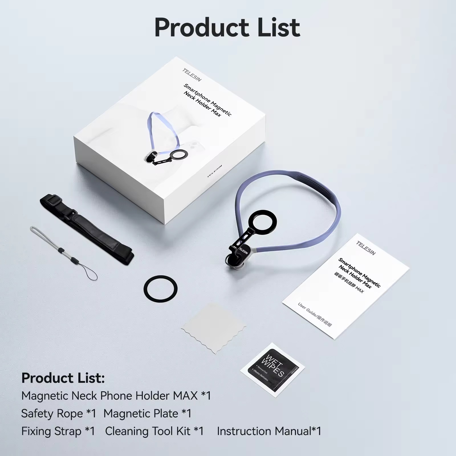 (Premium)TELESIN MAX Magnetic Neck Mount MNM-002 (Longer Neckband,Metal lock system,Extra straps,Anti lost rope)_img_11