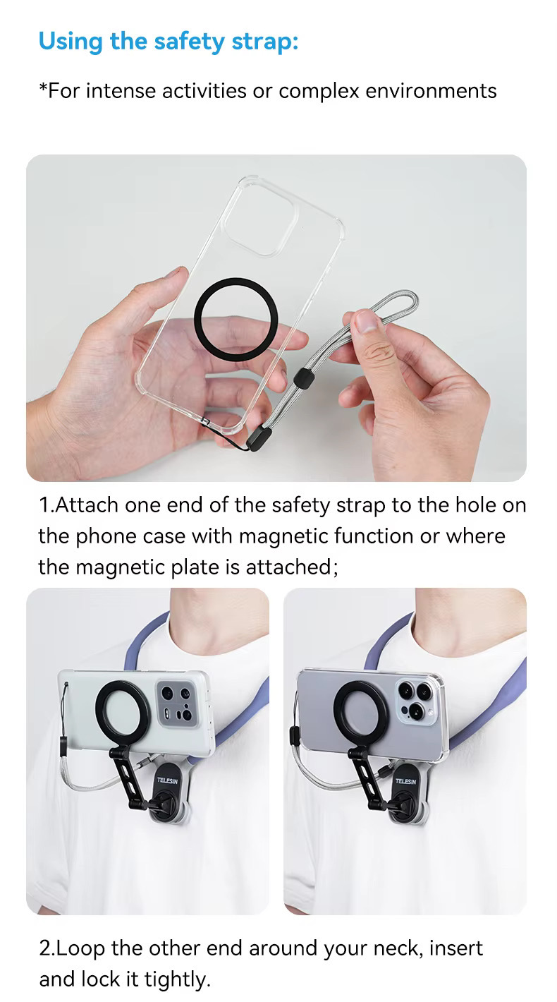 (Premium)TELESIN MAX Magnetic Neck Mount MNM-002 (Longer Neckband,Metal lock system,Extra straps,Anti lost rope)_img_6