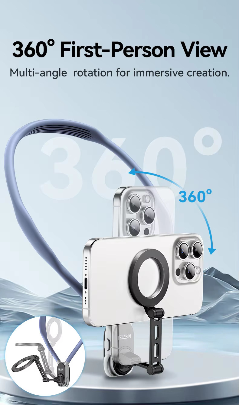 (Premium)TELESIN MAX Magnetic Neck Mount MNM-002 (Longer Neckband,Metal lock system,Extra straps,Anti lost rope)_img_7