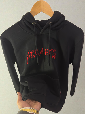 Blood-red embroidered artwork Premium hoodie