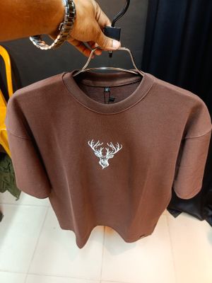 White Deer //unisex // Coffee colour Oversized t-shirt
