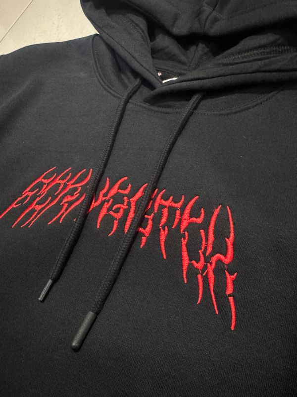 Blood-red embroidered artwork Premium hoodie - Image 2