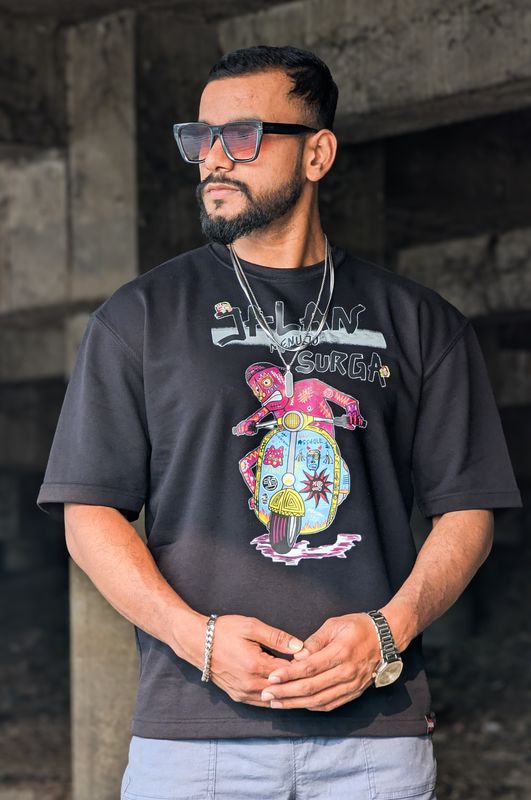 Street Surga // unisex // Black oversized tee - Image 1