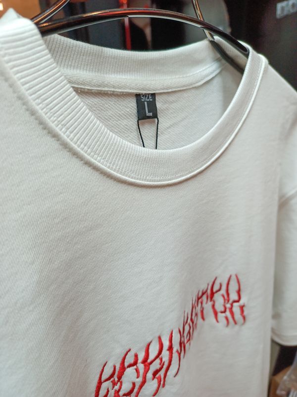 Blood-Red Embroidered Artwork// unisex// BLACK Oversized tee - Image 4