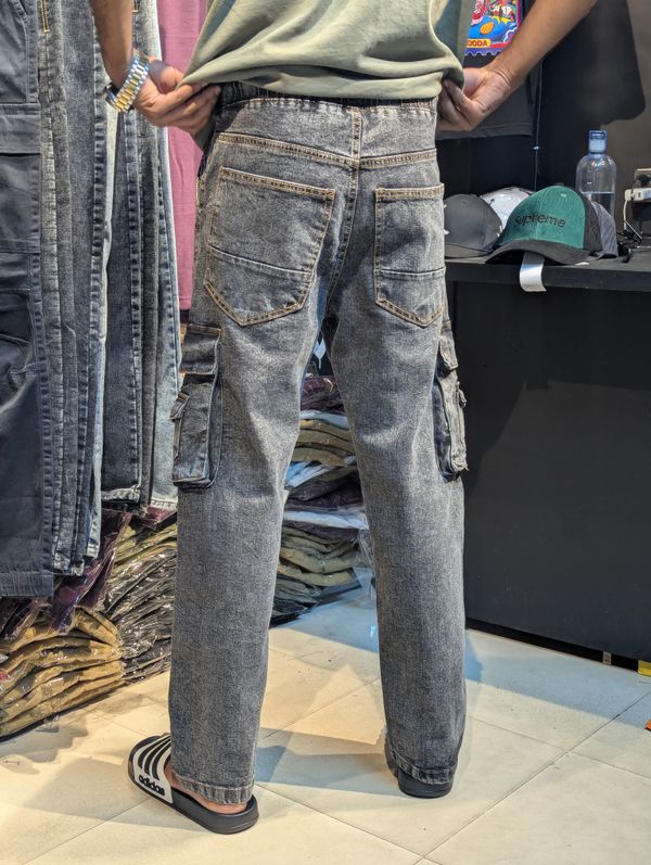 Casual baggy cargo// Black washed - Image 3