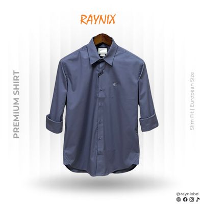 Gucci Men’s Slim Fit Spandex Cotton Stretch Shirt – Charcoal Grey with Tonal Logo_img_0