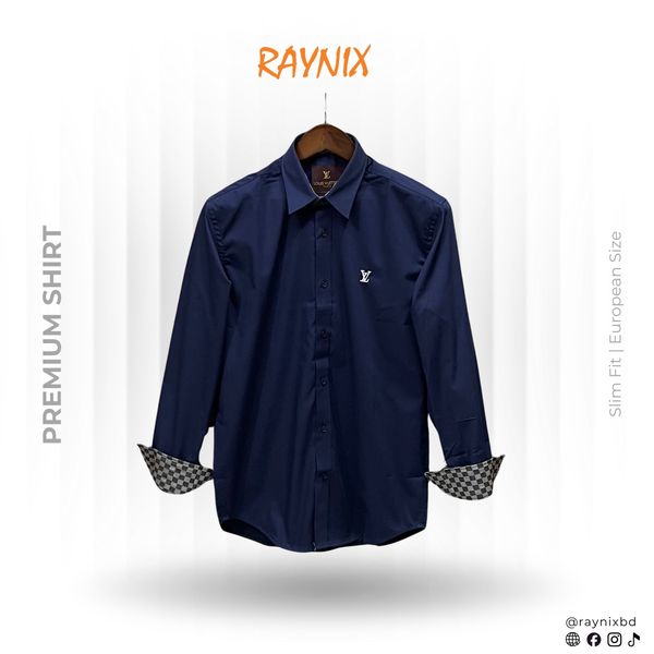 Louis Vuitton (LV) Premium Navy Blue Spandex Cotton Shirt