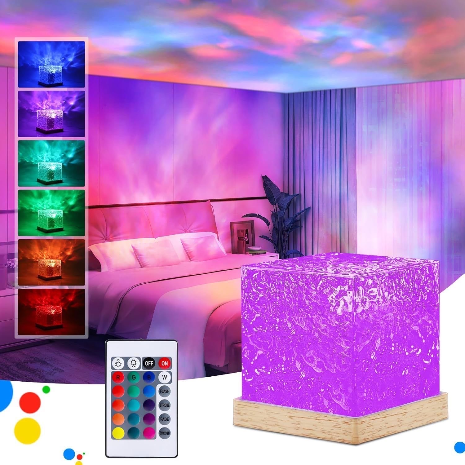 RGB Crystal Flame Cube Night Light