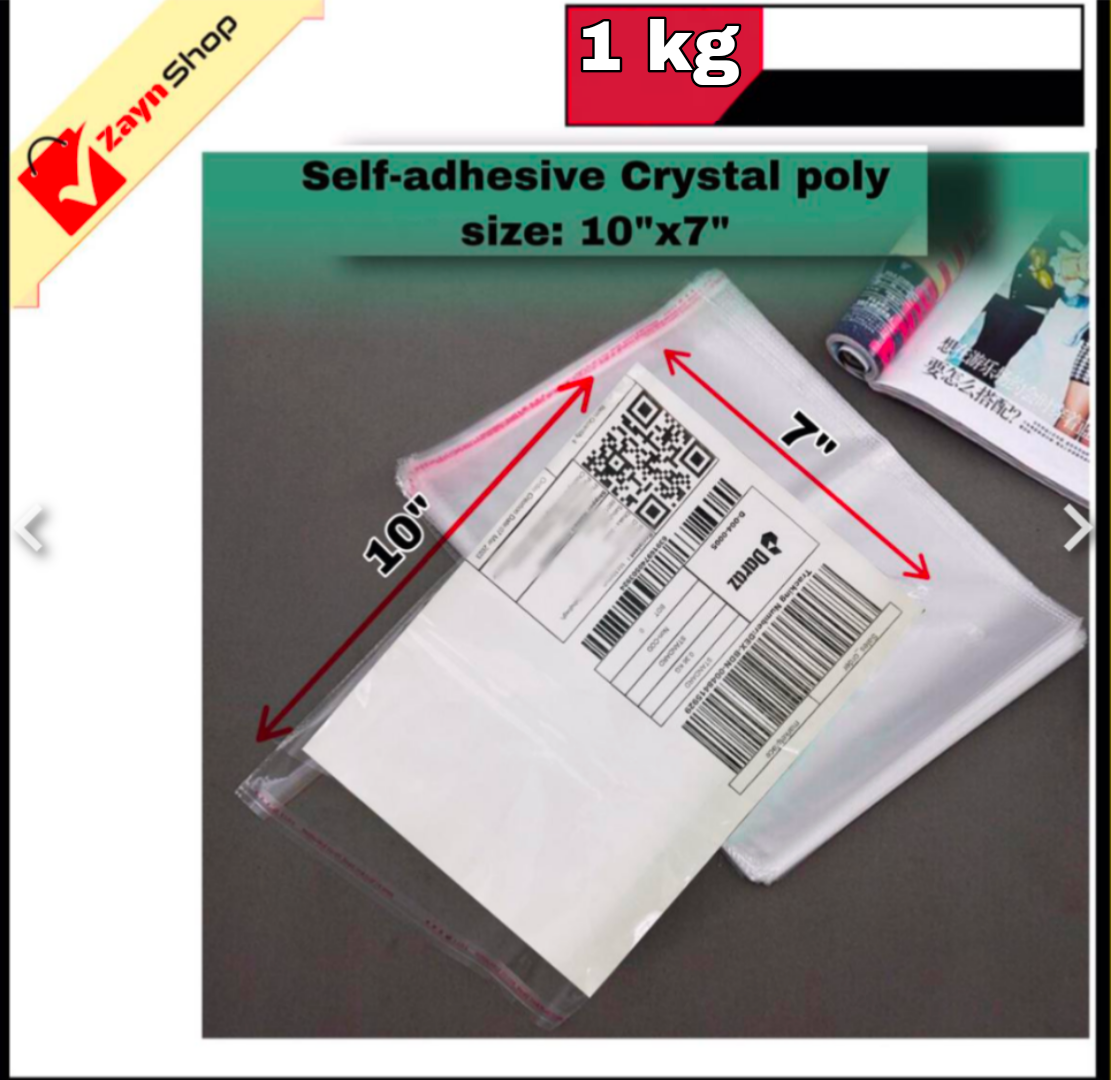 Crystal Cellophane poly adhesive poly size 10x7 inch Packaging Material Bundle of 1Kg_img_0