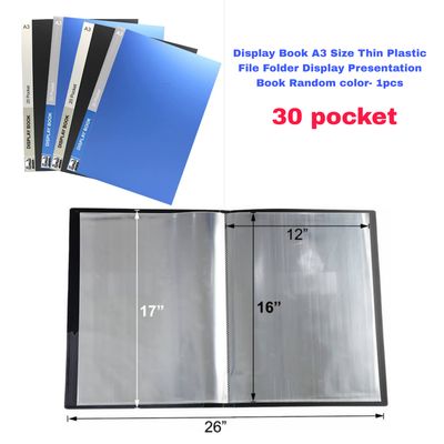 Display Book A3 Size 30 pocket Thin Plastic File Folder Display Presentation Book Random color- 1pcs_img_0