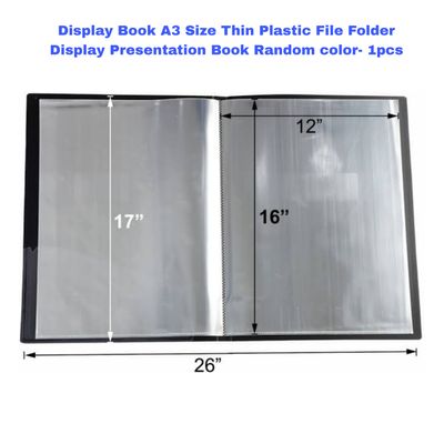 Display Book A3 Size 30 pocket Thin Plastic File Folder Display Presentation Book Random color- 1pcs_img_2