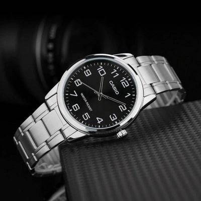 CASIO BLACK DIAL STAINLESS STEEL STANDARD WATCH MTP-VOOlD-1BUDF_img_2