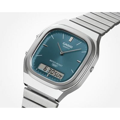 CASIO VINTAGE DUAL TIMER TEAL BLUE DIAL WATCH | AQ-240E-3ADF_img_1