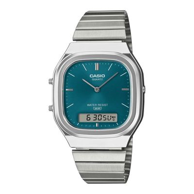CASIO VINTAGE DUAL TIMER TEAL BLUE DIAL WATCH | AQ-240E-3ADF