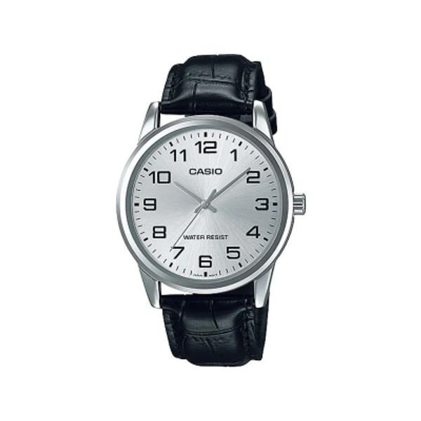 CASIO BLACK LEATHER QUARTZ MEN'S WATCH | MTP-VOO1L-7BUDF