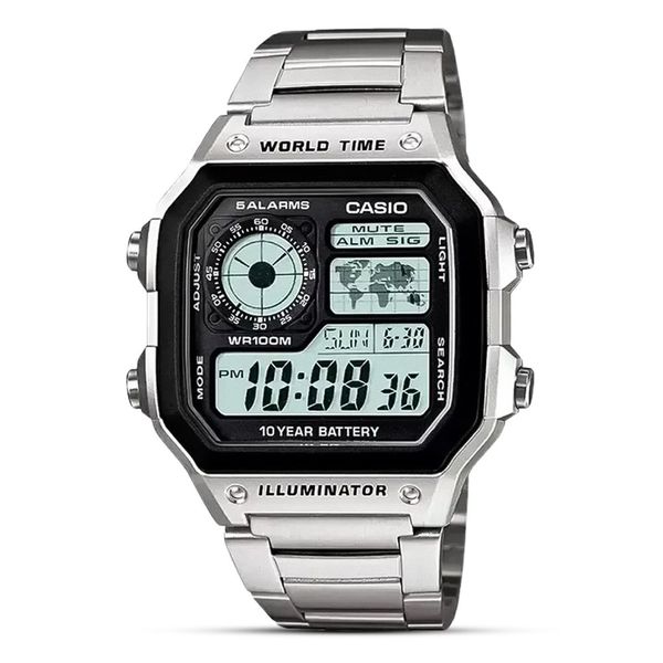 CASIO AE-1200WHD-1A | WORLD TIME DIGITAL WATCH (STAINLESS STEEL BRACELET)