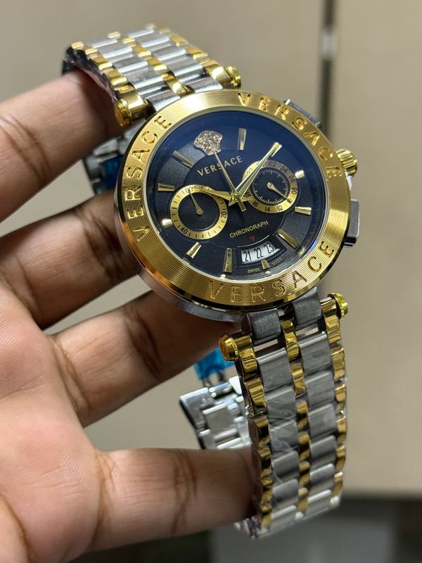 VERSACE AION TWO TONE CHRONOGRAPH BLACK DIAL