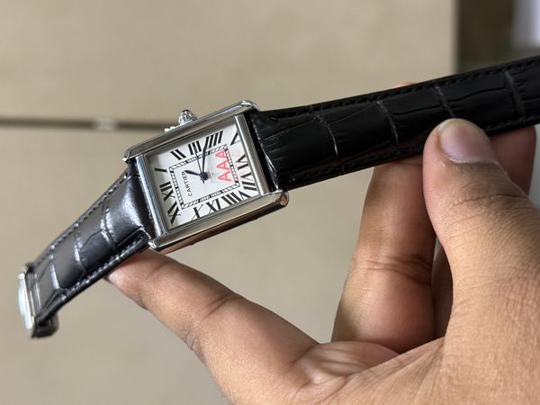 CARTIER TANK LEATHER BELT WHITE DIAL