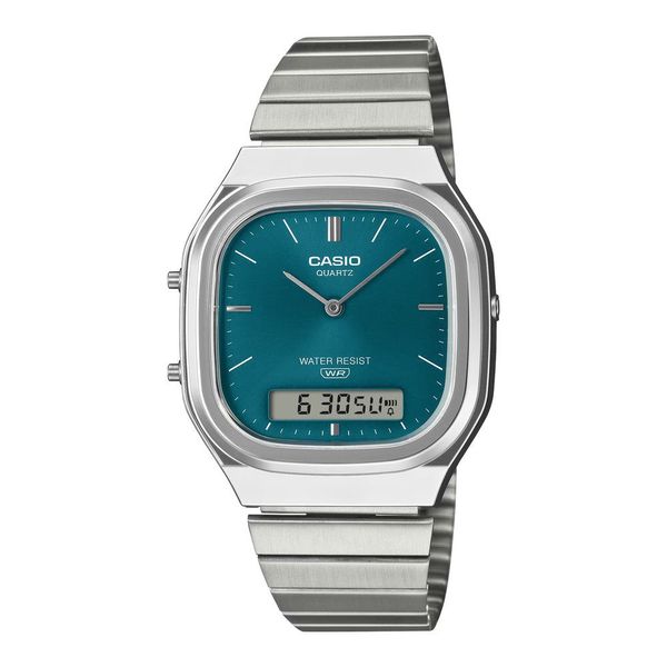 CASIO VINTAGE DUAL TIMER TEAL BLUE DIAL WATCH | AQ-240E-3ADF