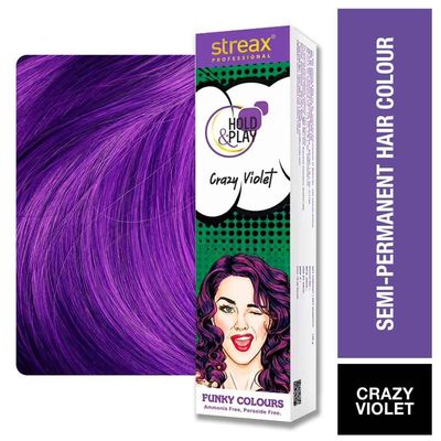 Streax Professional Hold and Play Funky Hair Colour - Crazy Violet_img_1