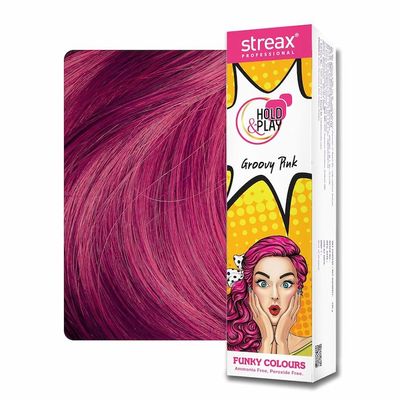 Streax Professional Hold and Play Funky Hair Colour (Groovy Pink) 100g_img_2