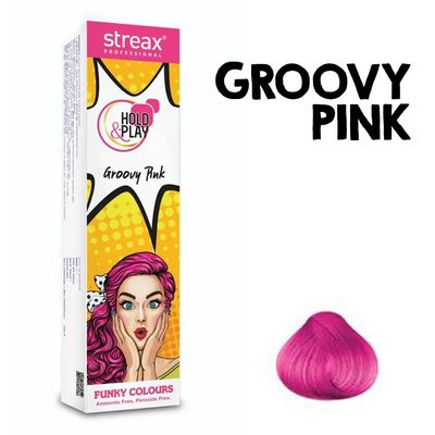 Streax Professional Hold and Play Funky Hair Colour (Groovy Pink) 100g_img_3