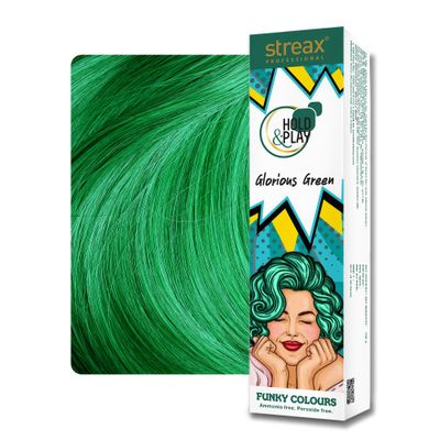 100 gmStreax Professional Hold and Play Funky Hair Colour (Glorious Green) 100 gm_img_1
