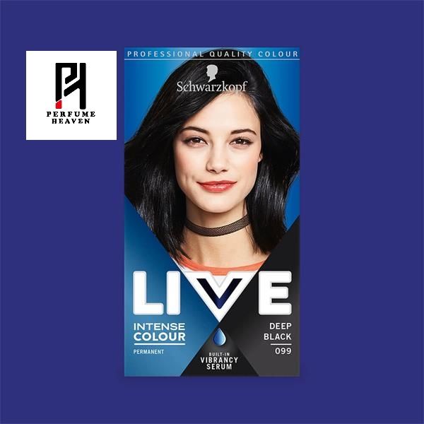 Schwarzkopf LIVE Intense Colour, Long Lasting Permanent Black Hair Dye, With Built-In Vibrancy Serum, Up To 100% Grey Coverage- Deep Black 099