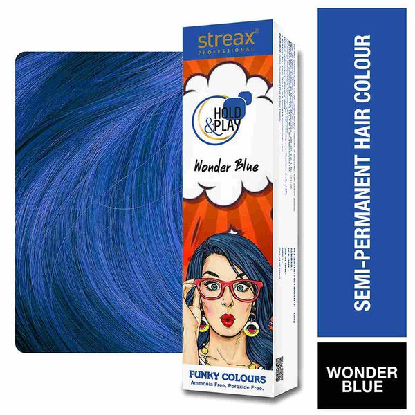 Streax Professional Hold and Play Funky Hair Colour - Wonder Blue