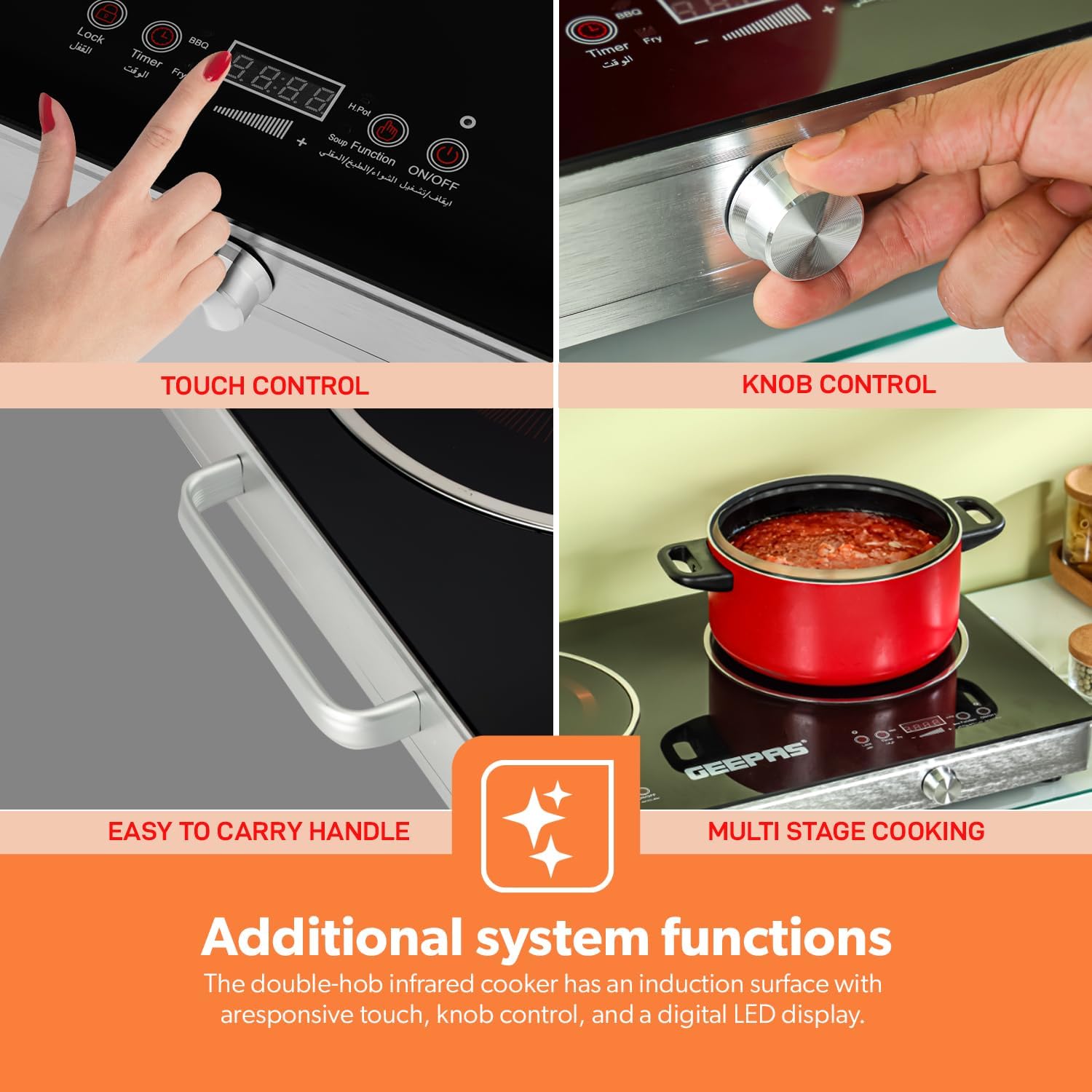 Geepas GIC6131S Double Infrared Cooker – 3600W_img_2