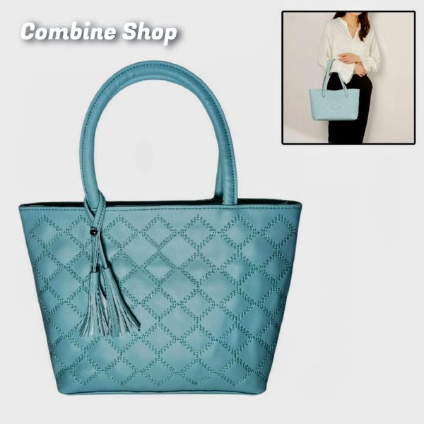 Fashionable Quilted PU Leather Handbag with 2 Chambers for Women