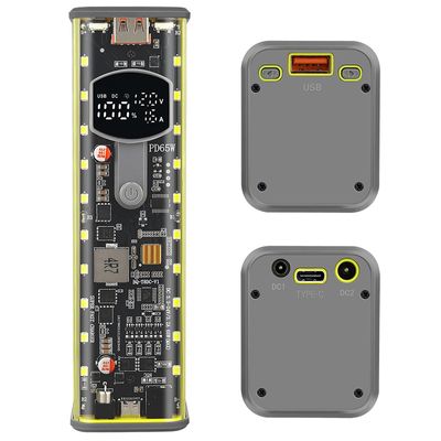 65W Super Fast Charging Transparent Power Bank Case Solderless 8pcs 18650 Battery with LED Light_img_0