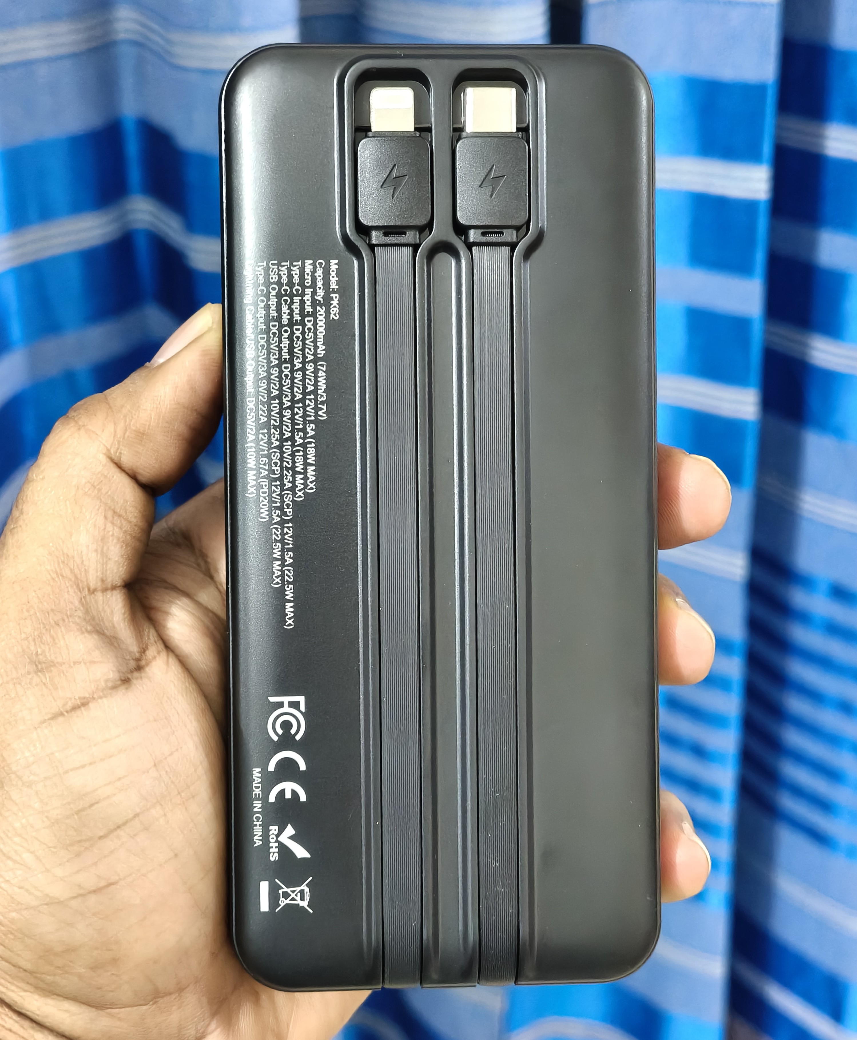 MKB PK62 20000mAh Fast Charging Power Bank With Two Built-in Cables_img_4