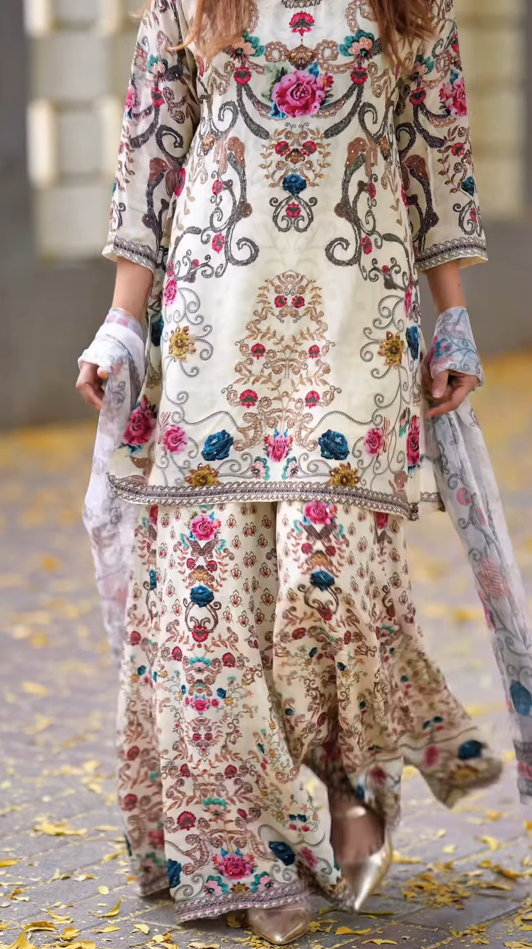 Premium soft silk fabric digital printed with  sharara 3pis_img_1