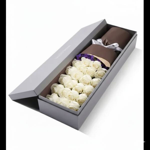 White Roses With Long Box
