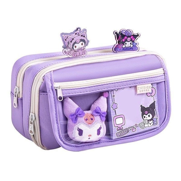 Pencil Case Large Capacity + doll + sticky note + highlighter + keychain + acrylic clip_img_1