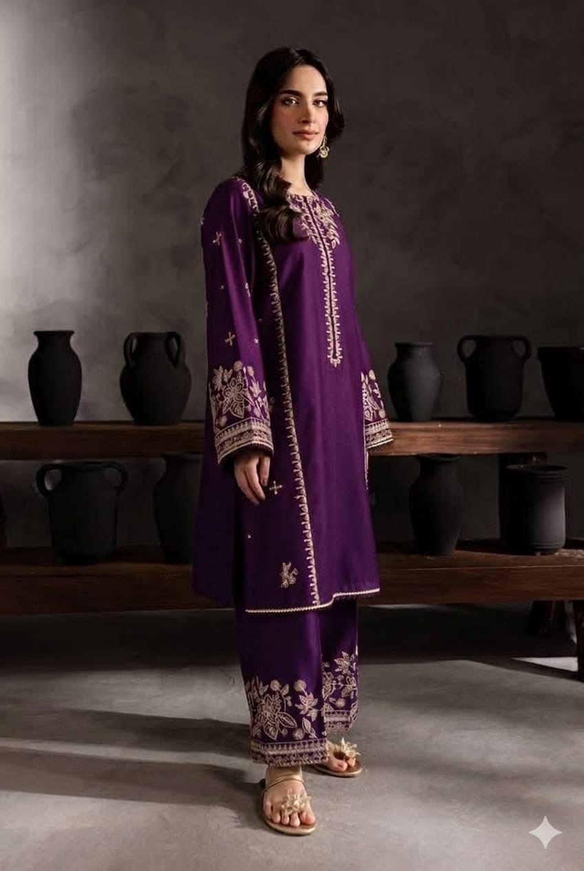 Alm ( Stitched Emb 2 Pcs) With Plazo - Image 3