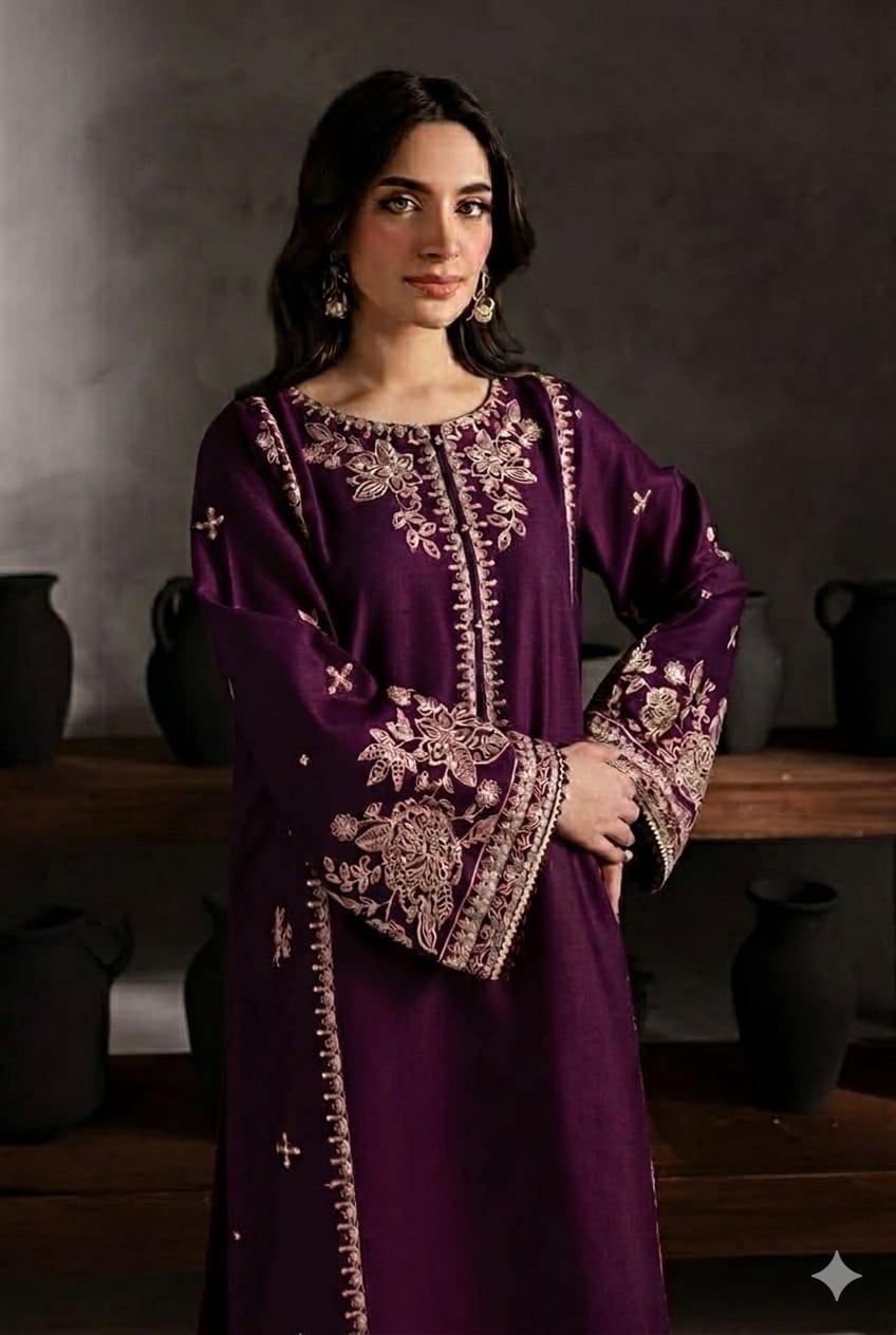 Alm ( Stitched Emb 2 Pcs) With Plazo - Image 12