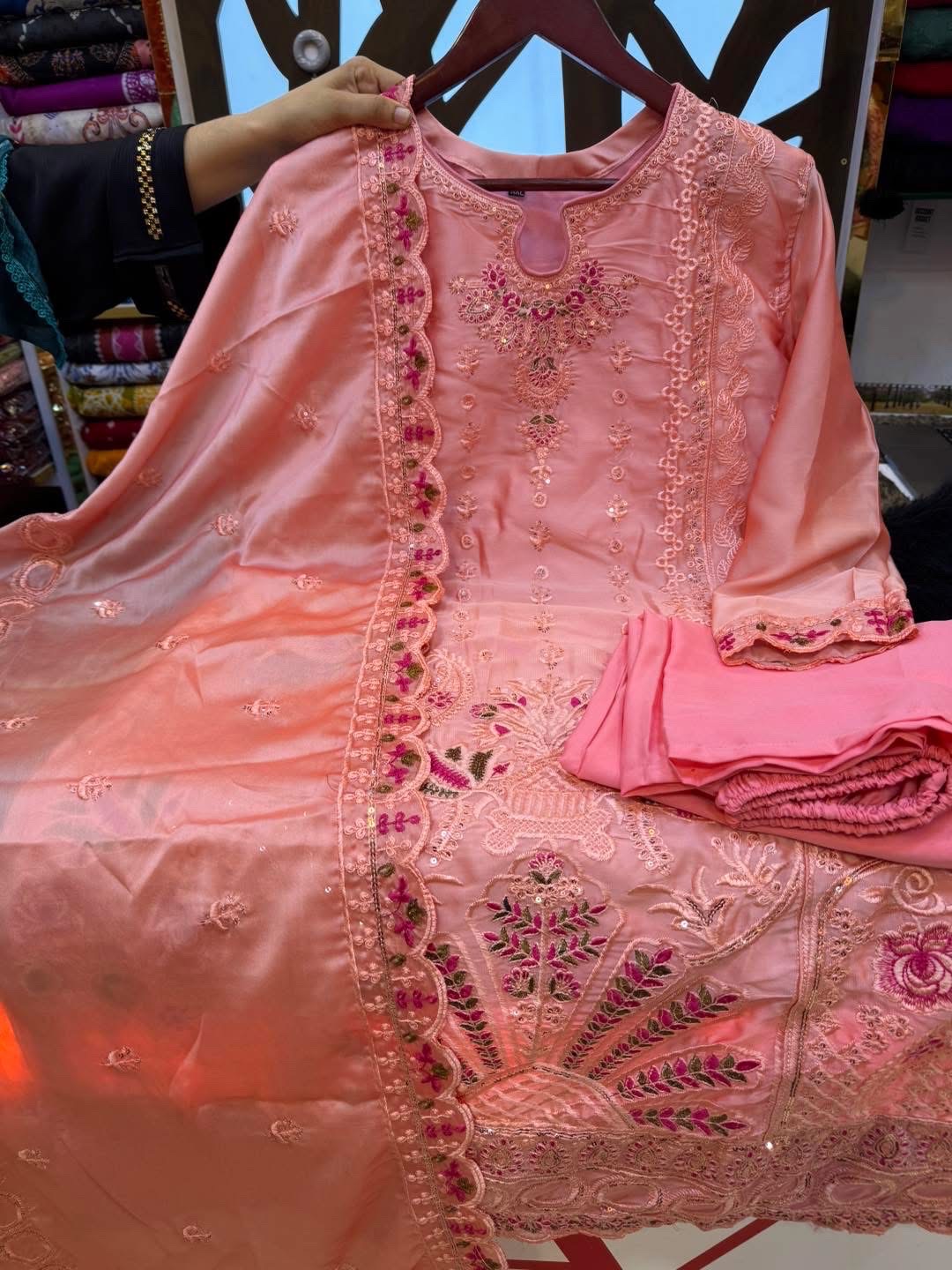 Fascinating Three Piece | Chickenkaari Embroidered | Luxury Lawn - Image 3