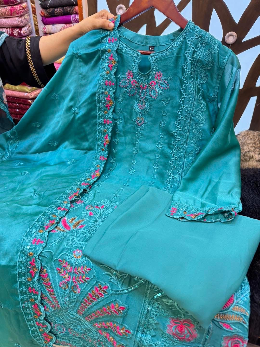 Fascinating Three Piece | Chickenkaari Embroidered | Luxury Lawn - Image 2