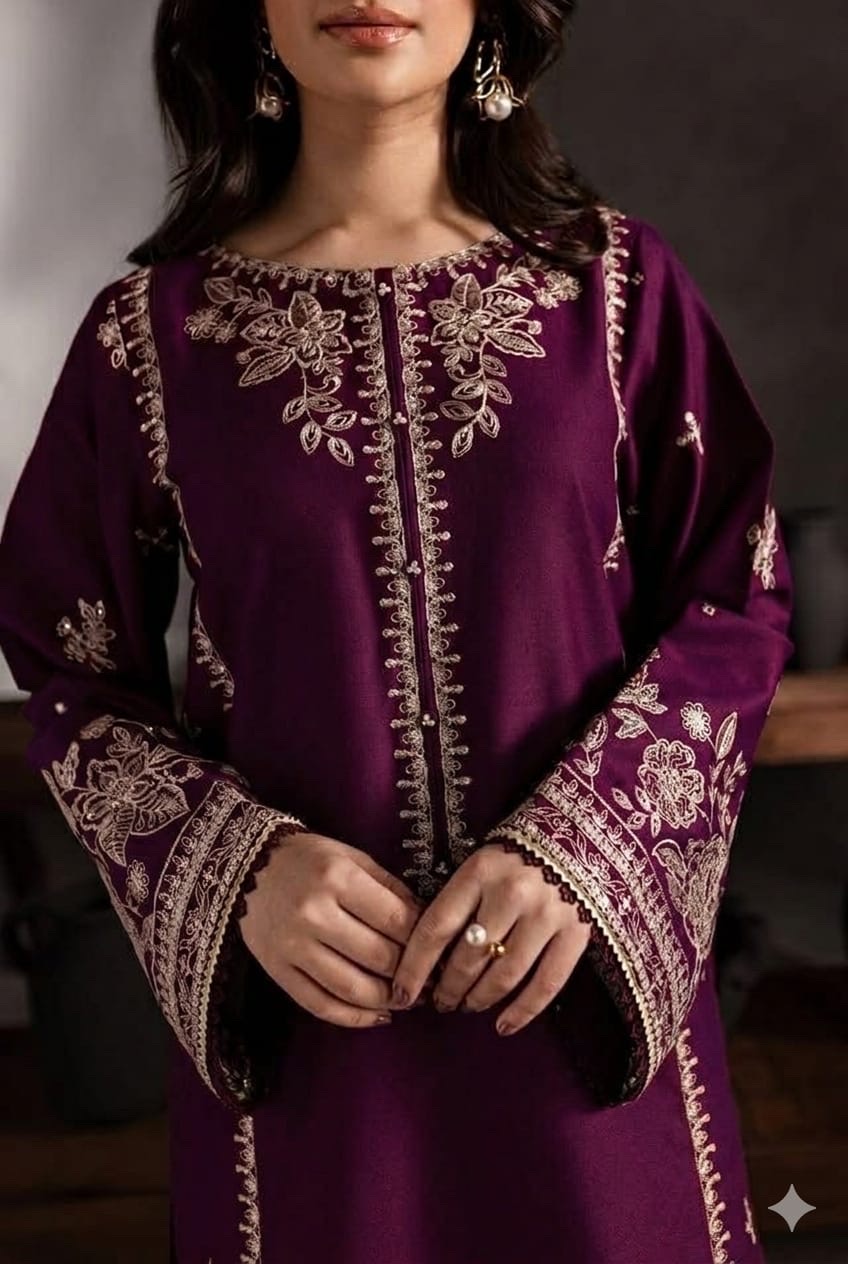 Alm ( Stitched Emb 2 Pcs) With Plazo - Image 8